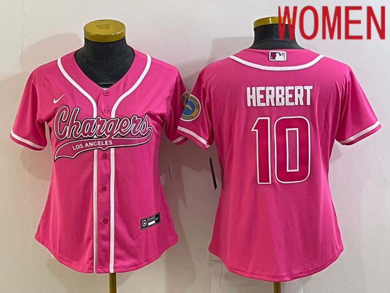 Women Los Angeles Chargers 10 Herbert Pink 2022 Nike Co branded NFL Jerseys